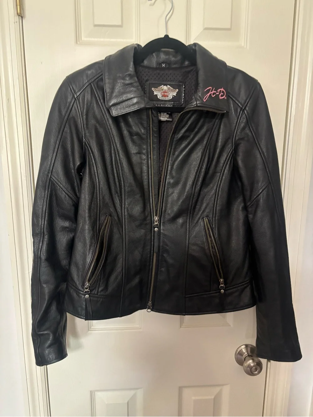 Black Harley-Davidson Leather Women's Zip Jacket Size Medium - Picture 1 of 7